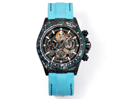 TW Factory Rolex Daytona 40mm Carbon Fiber Case Blue Fabric Band Black Face 4802 Movement Watch